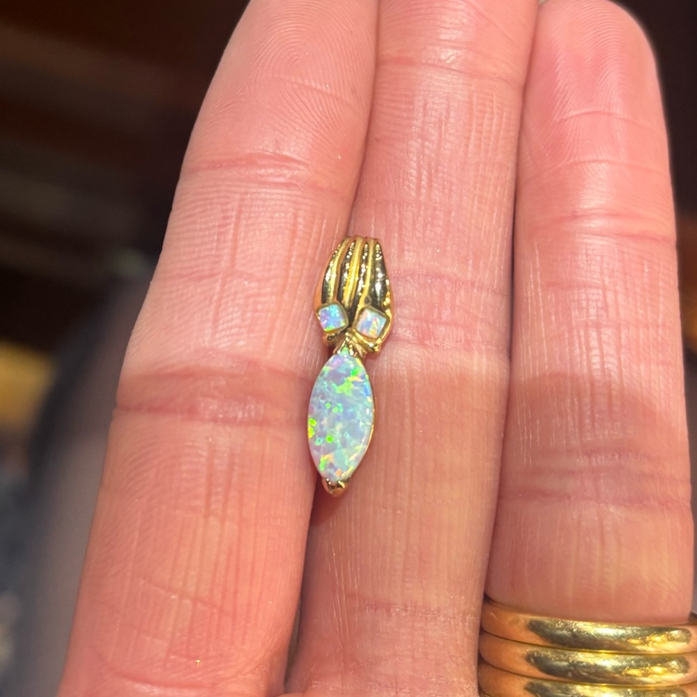 Vintage 10 kt Gold and Opal Slide Pendant
